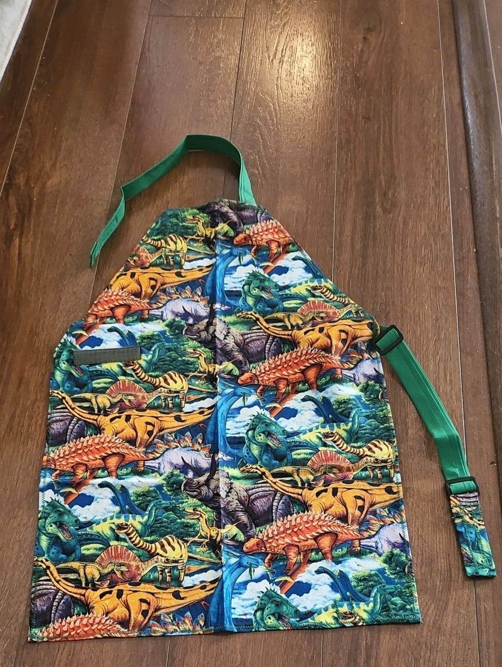 Kids Dinosaur Print Apron with Green Straps